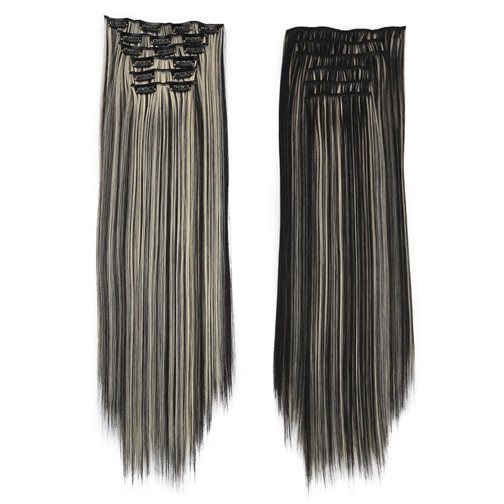 Накладные волосы 6 шт./комплект накладные волосы на заколках для длинных прямых волос светло-коричневого цвета