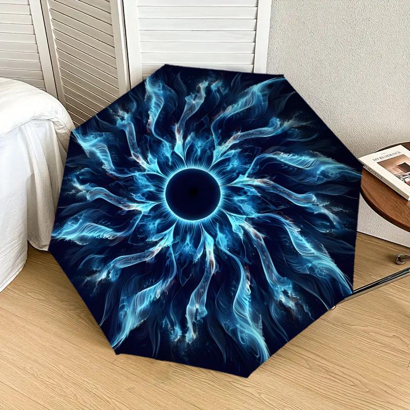 1pc Ethereal Cosmic Bloom Umbrella with Plastic Handle,Suitable for All Seasons Home Travel Outdoor UmbrellaDD1163