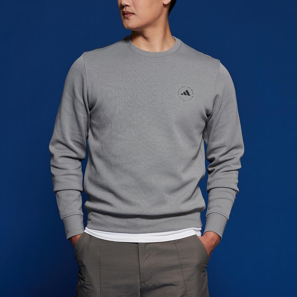 adidas Толстовка с круглым вырезом и сплошным логотипом, с круглым вырезом и длинным рукавом, мужская толстовка цвета хаки IN6484