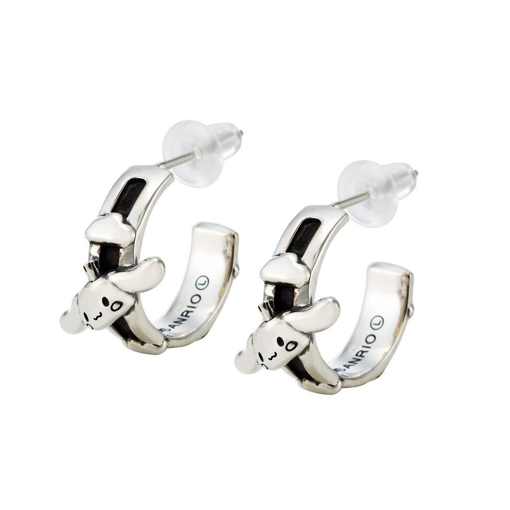 Серьги Cinnamoroll для обоих ушей Набор из 2 шт. Персонажи Sanrio Коричная тучка Полукольцо Серебро 925 Силиконовые застежки Серебристый цвет Ибуши В комплекте