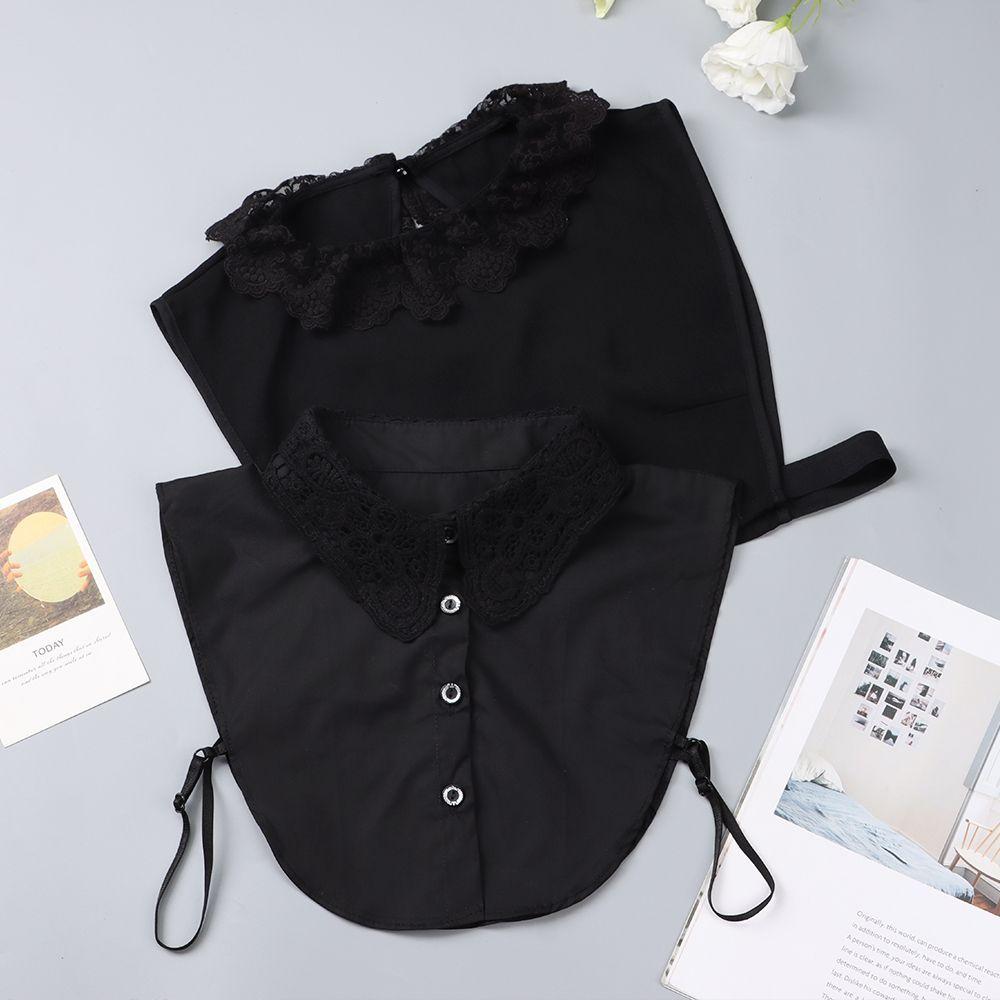 Front Tie White Lapel Fake Collar Blouse Detachable Collar Fake Women Vintage Lace Ladies False Blouse Collar Half Shirt
