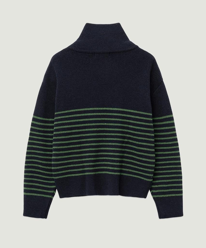 LMOOD Antwerp Stripe Ld Zip-Up Pullover Knit Navy