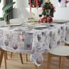 Festive Holiday Tablecloth Waterproof Polyester Embossed Rectangle Christmas Party Dining Cover with Lace