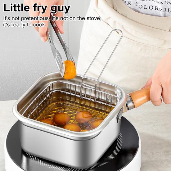 Маленькая фритюрница пароварка кухонная утварь кухонный инструмент деревянная ручка нержавеющая сталь