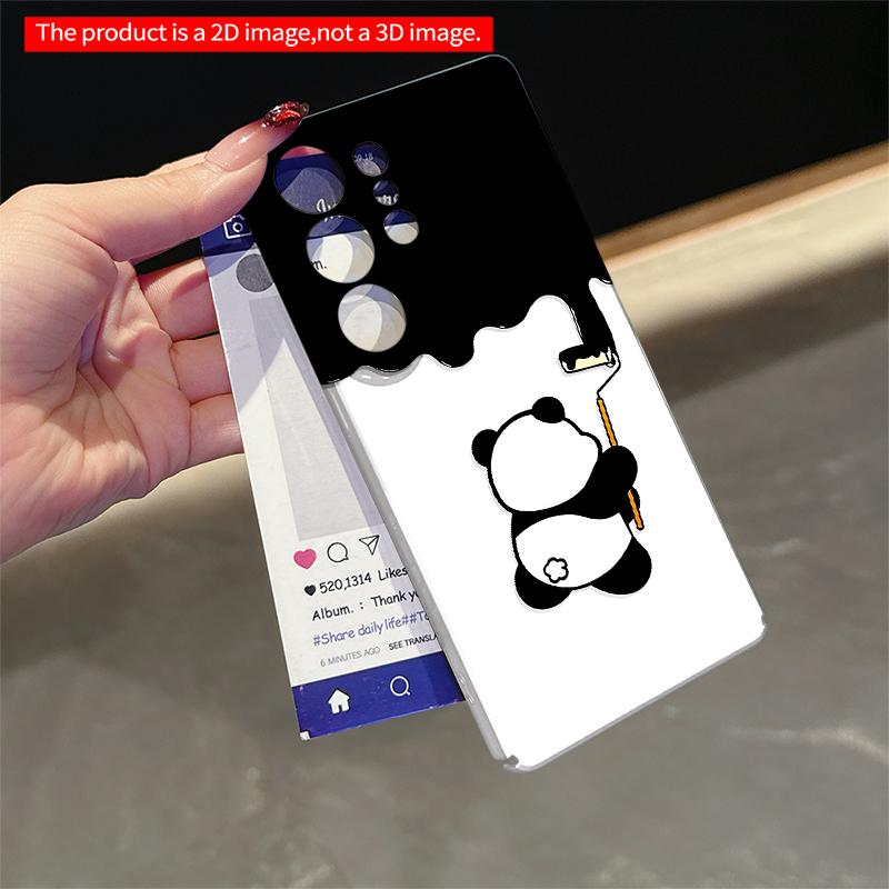 2DFlat Samsung phone case Panda Painting with Roller Art Applicable to Galaxy S23 S24 S25ULTRA S26 A12 A14 A15 A16 A54 A55