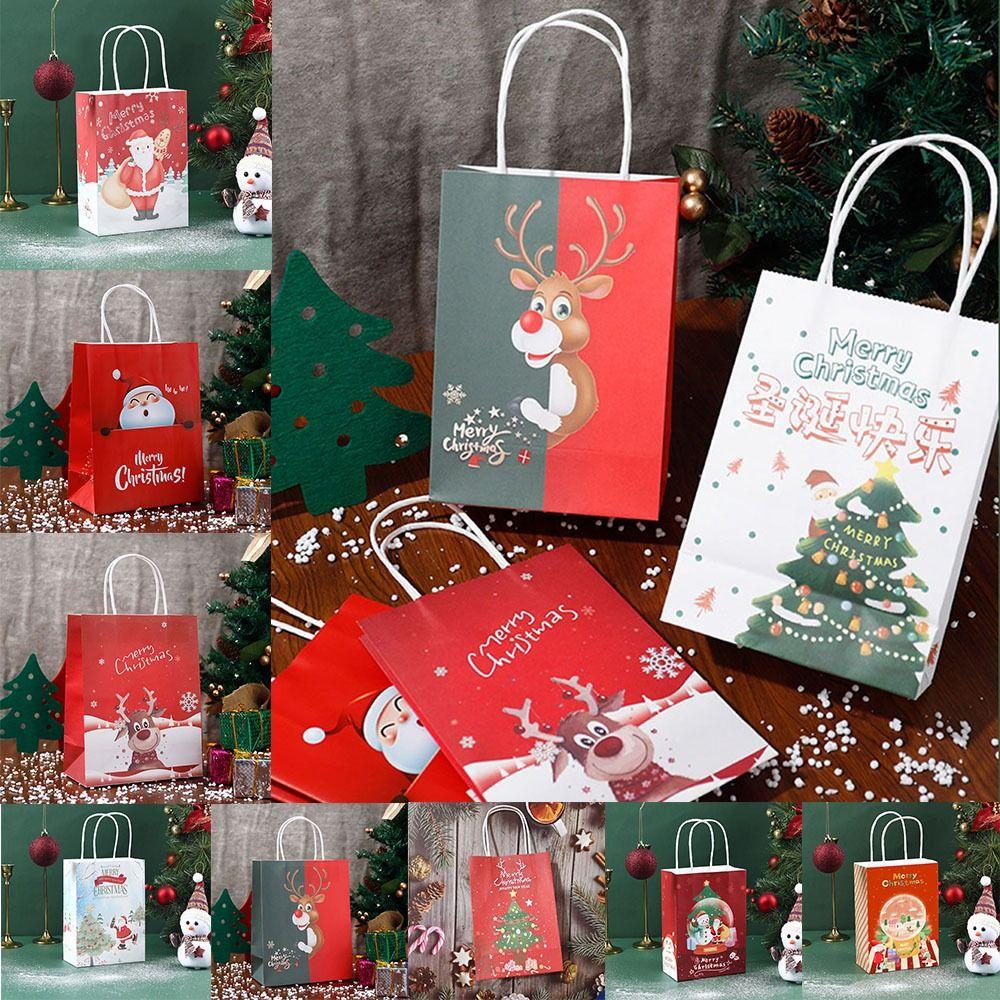 2pcs Cartoon Christmas Gift Bag Cute Packaging Bag Interesting Christmas Eve Candy Bag  Home