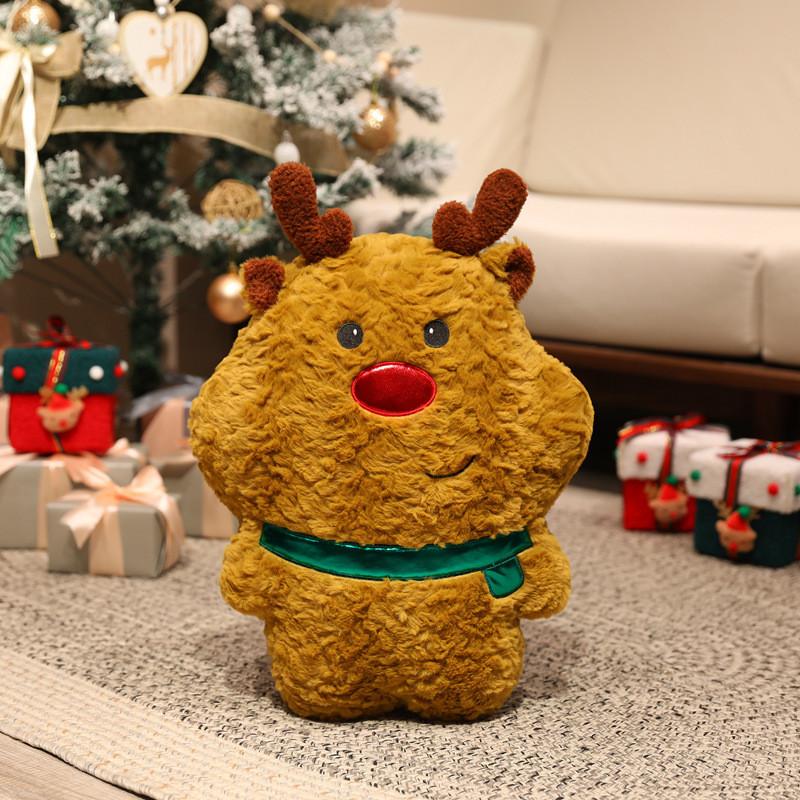 Christmas Theme Deer Bell Gingerbread Man Santa Claus Plush Doll Toy Pillow For Festive Atmosphere And Childrens Gift