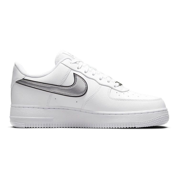 Nike Air Force 1 07 Essential White Metallic Silver Женские кроссовки черные DD1523-100