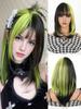 Wigs 18inch Black Wig Short Straight Wig Black And Green Ombre Wig Colorful Wigs for Girls Daily  Cosplay Party Wigs for Women