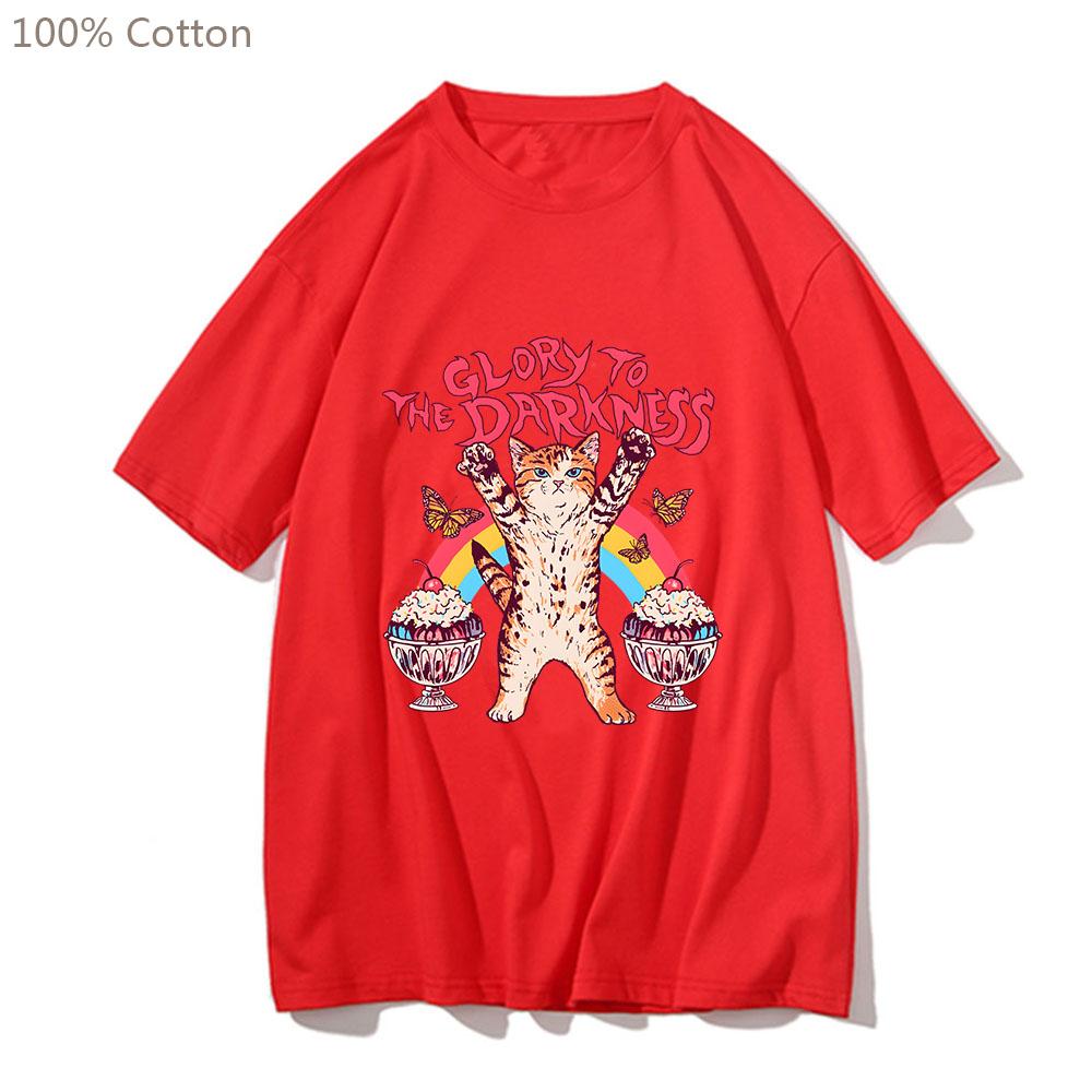 Glory To The Darkness Cat Butterfly Ice Cream Tshirts MEN Handsome T-shirts 100% Cotton High Quality T Shirts Sense of Design