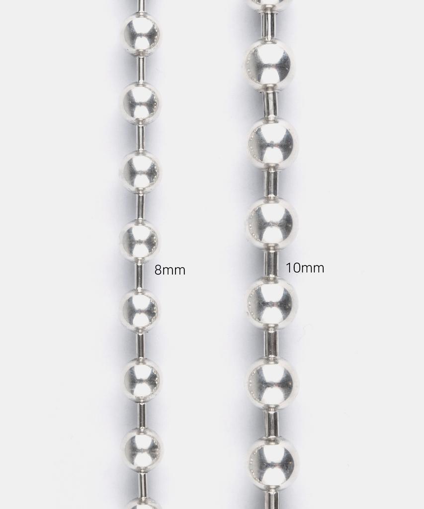 Sheen666 Cross Bone Ball Chain Silver Necklace 8Mm