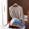 Women Slim O-Neck Pullover Cashmere Wool Blending Sweater Autumn and Winter Long-Sleeved Knit Bottoming Shirt Large Size