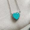 S925 Silver Heart Paraiba Necklace - Women's Layered Clavicle Chain Pendant