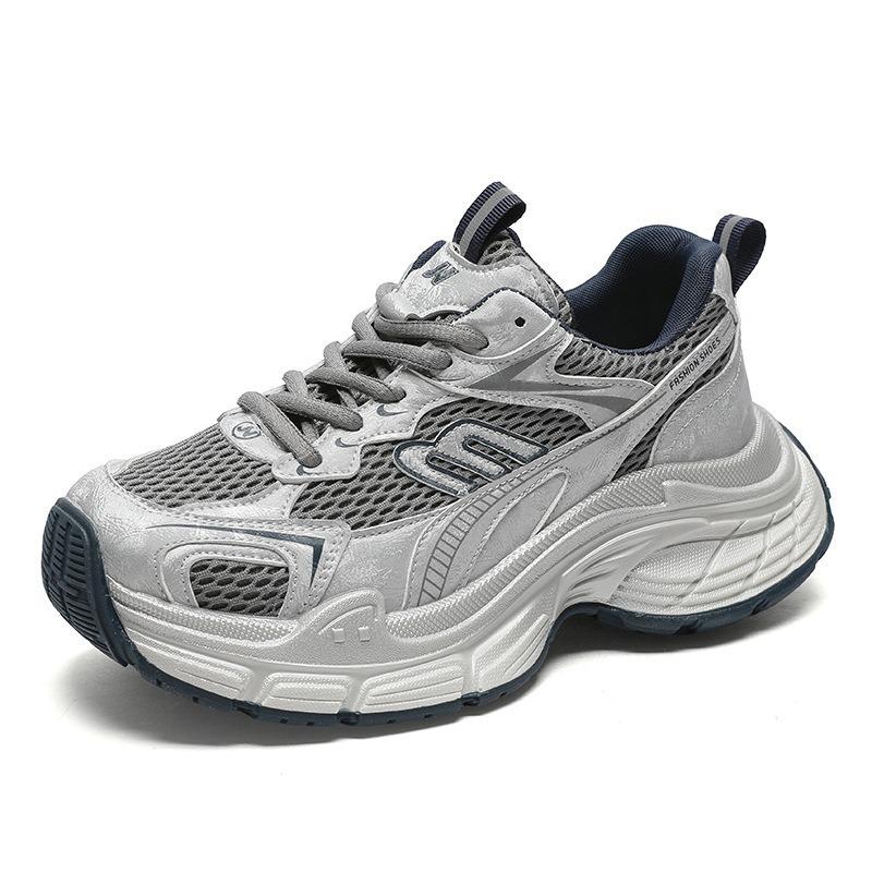 Платформенные кроссовки для женщин, осенние новинки, кожаные, сетчатые, дышащие, нескользящие, для бега, модная повседневная спортивная обувь