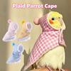 Plaid Birds Coat Thickened Warm Plush Cape Hat Kit Trendy Pet Parrot Cape  Pet Accessories