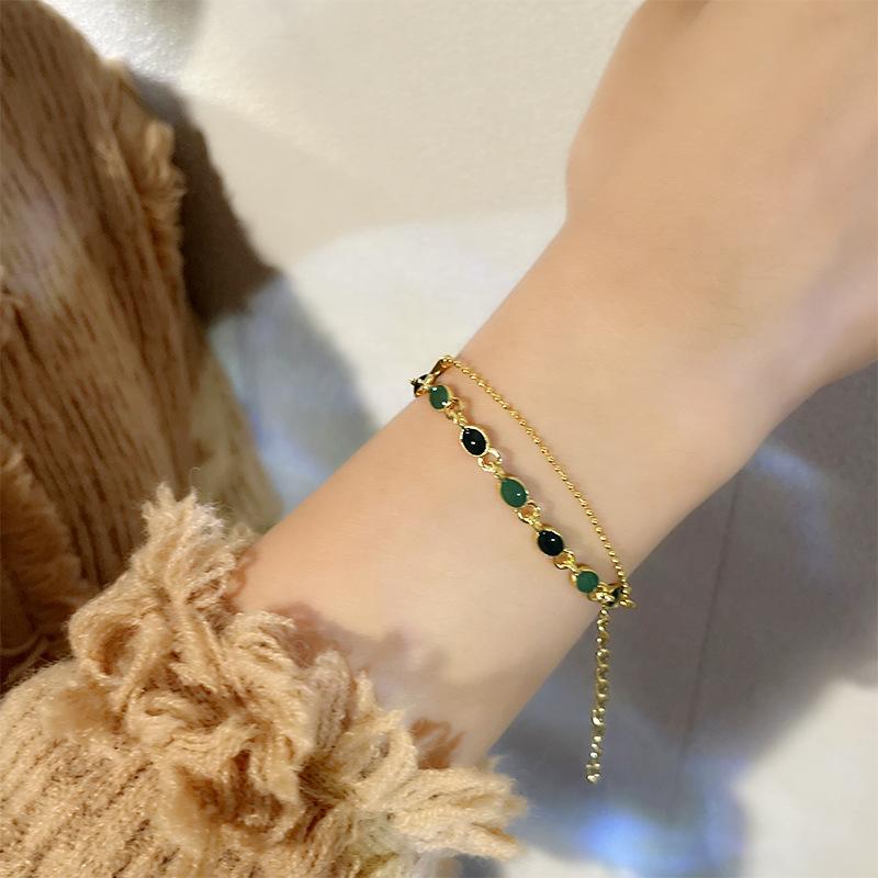 1 шт. французский ретро романтический двойной металлический женский модный ювелирный браслет необычный браслет