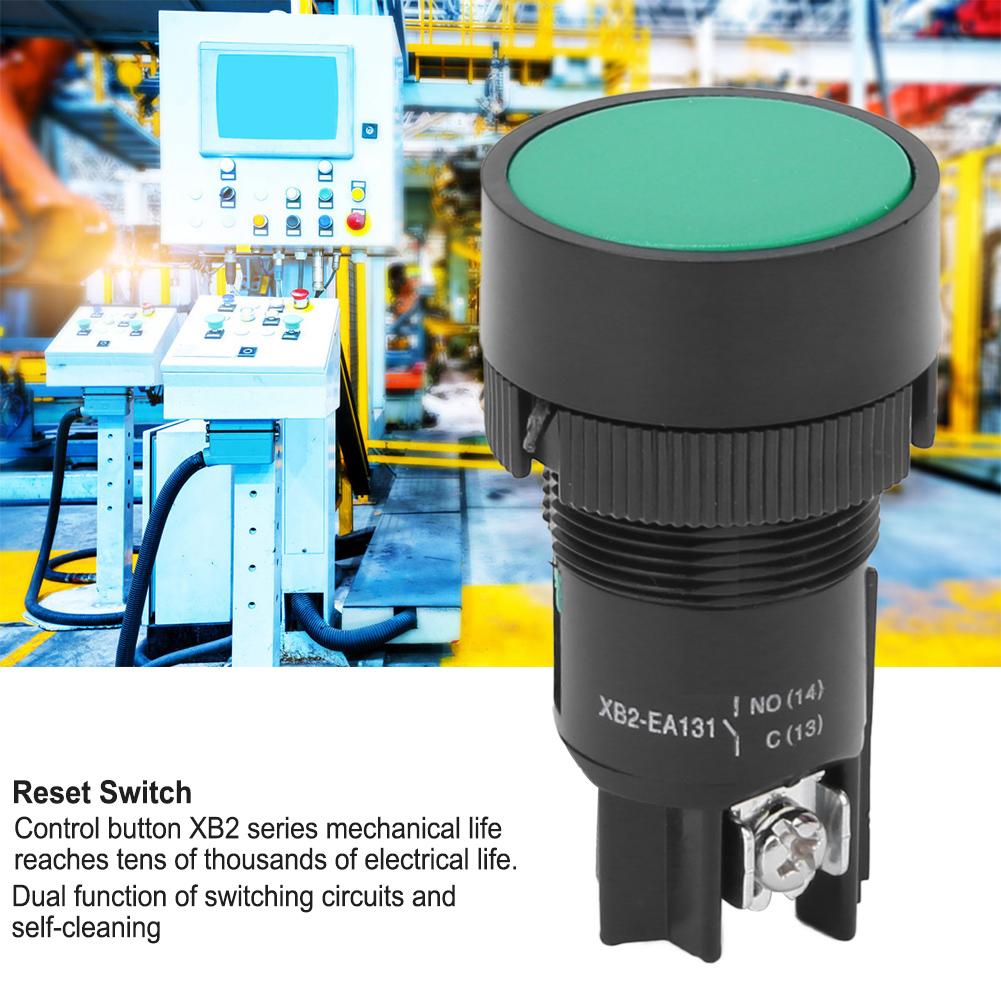10PCs Plastic XB2 Flat Head Reset Control Button Switch 22mm  for Switching CircuitGreen EA131