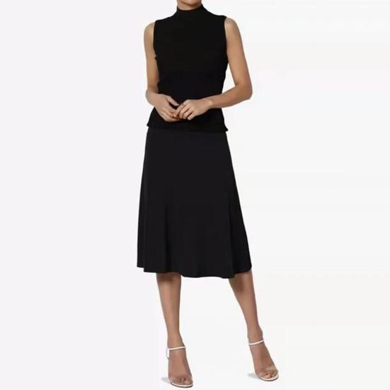 Юбка женская Yousheng длиной до колена, летняя повседневная юбка-трапеция с высокой талией, расклешенная, эластичная, простая юбка-миди с отворотом