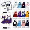 Full body digital printing summer children's basketball jersey women's suit outdoor quick-drying sports men's jersey large size adult white