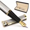 Перьевая ручка Wordsworth Black, средняя, 6 картриджей и сменный стержень, подарочная ручка для письма, унисекс и набор, острие, конвертер, чехол, для дневника,