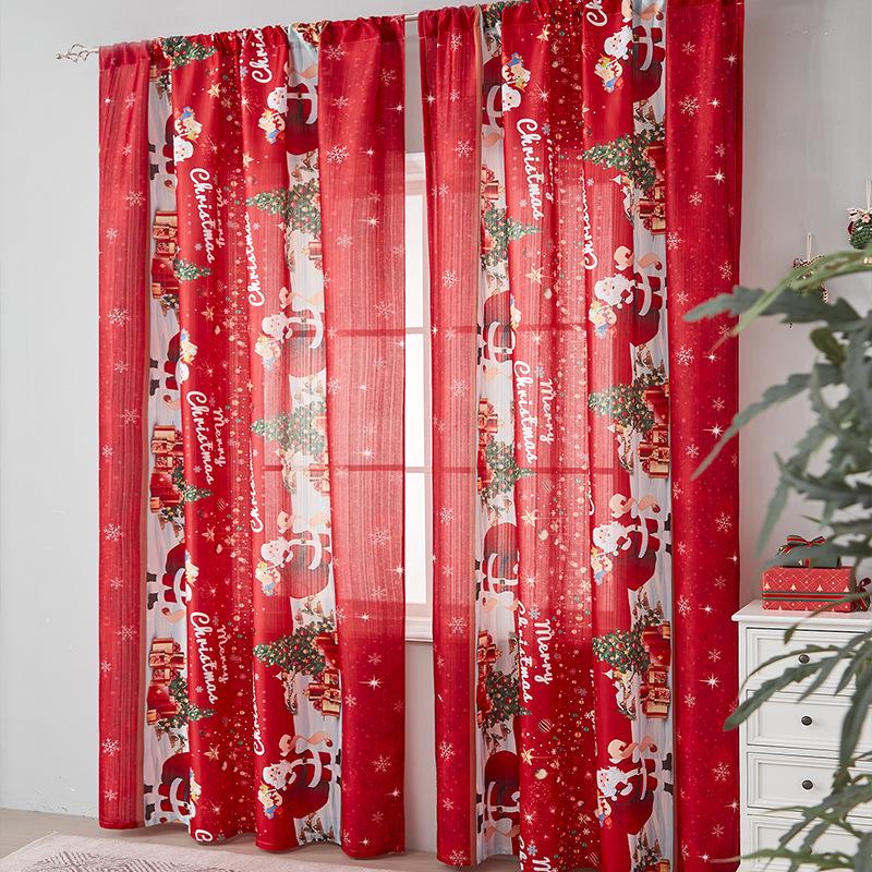 Американские шторы блэкаут на рождественскую тематику - Праздничная прямоугольная декоративная ткань