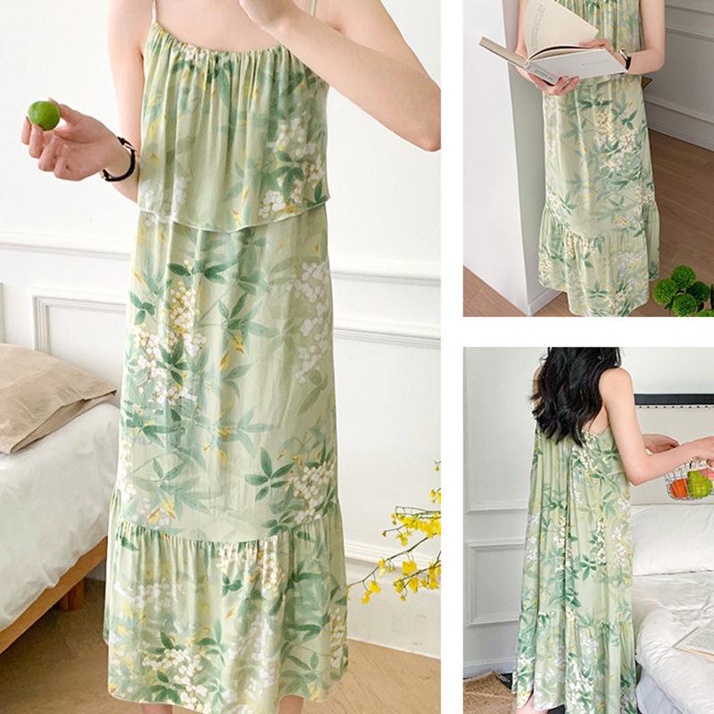 Тонкая летняя женская скользящая верхняя ночная рубашка домашняя одежда свободная ночная рубашка женская пижама