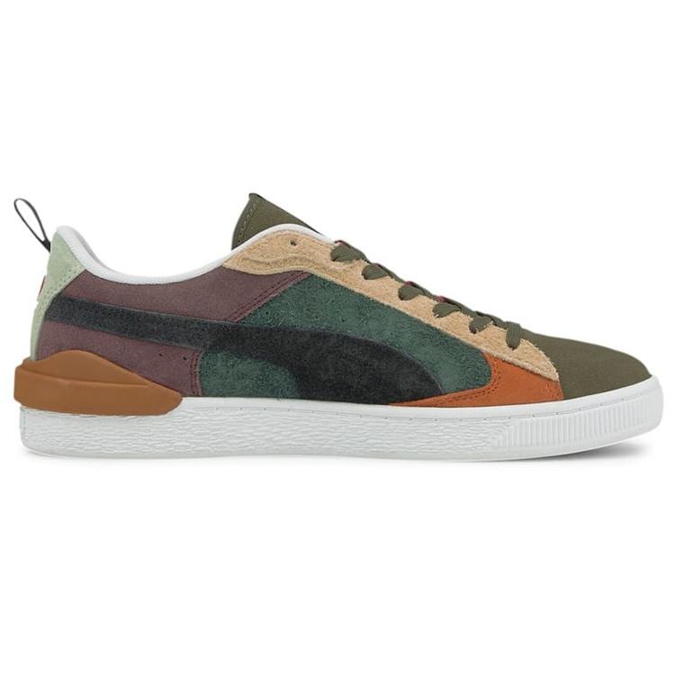 PUMA Suede Bloc Wtformstrip Leisure Shoes Green/Red/Beige Men's 381184-02