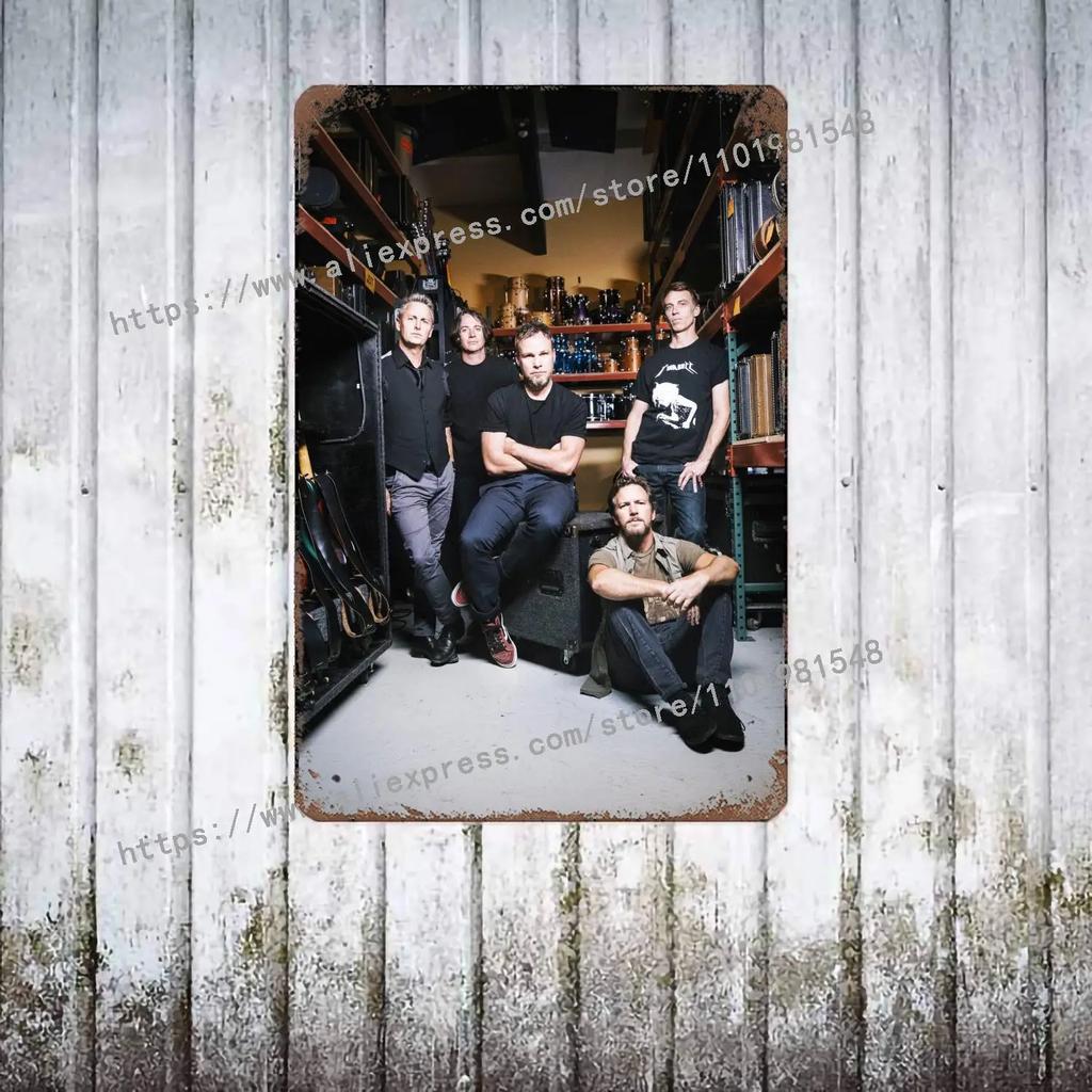 Металлический декор Pearl Jam Band Постер Винтажная жестяная табличка Металлическая табличка Декоративная табличка для паба, бара, мужской пещеры, клуба, украшение стены