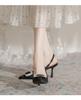 Черные туфли-босоножки с сумкой на каблуке женские 2025 новые со стразами острый каблук ремешок сзади 100 подходящая юбка сзади пустые высокие каблуки