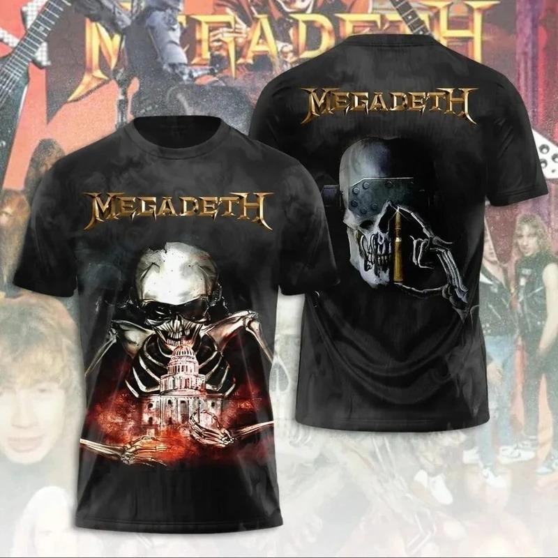 Rock Megadeth Band 3D Printed Men's and Women's T-shirt Fashion Short Sleeve Punk Hip Hop Street Harajuku Top