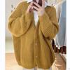 Women Casual V-neck Long Sleeve Knit Sweater Cardigan Soft Comfortable Loose Breathable Lazy Fashion Solid Simple Top Coat