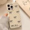 Sweet Bow Suitable for IPhone16promax Apple 15 Leather Pattern Large Hole Mobile Phone Case 14/13 Anti-fall 12