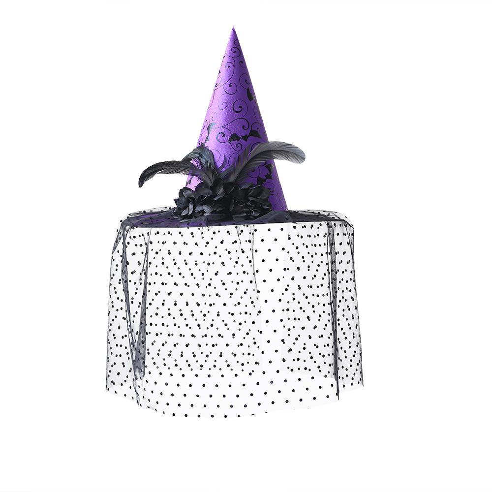 Gothic Halloween Witch Hat Lace Veils Masquerade Hat Performance Props Wizard Hat Cosplay Event