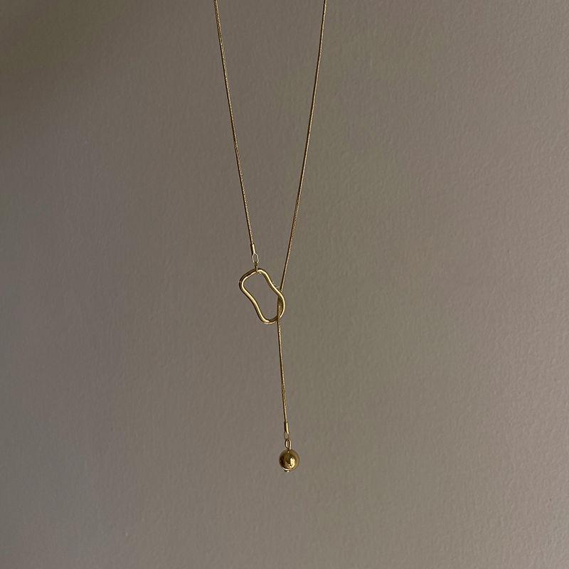 Серебряная цепочка для свитера с бусинами, модный дизайн ниши, геометрическая полая цепочка для капюшона, ожерелье с Y-образной цепочкой, цепочка для свитера, ювелирные изделия для женщин