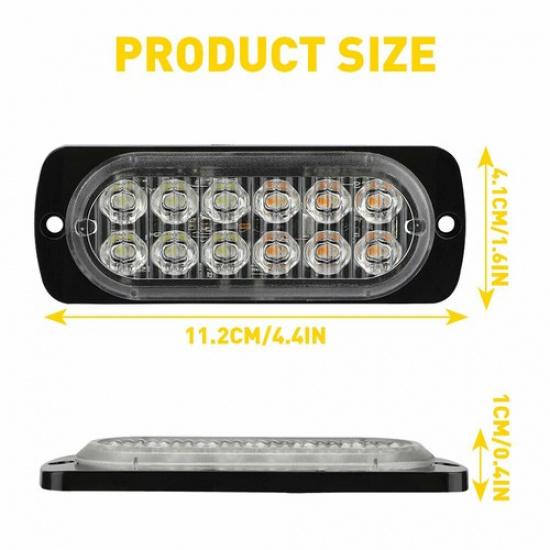 4X Amber/White Truck Tow LED Grill Strobe Emergency Bar Lights Caution 12V-24V