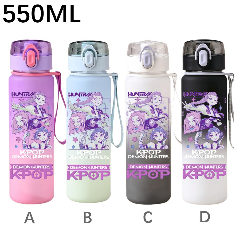 550ML KPop Demon Hunters Cartoon Print Sport Water Bottle Leak Proof Water Cup Outdoor Sports Drinking Bottle Birthday Gifts