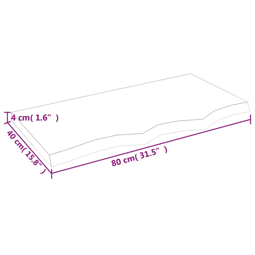 Vidaxl Blat Do Łazienki, 80X40X(2-4) Cm, Surowe, Lite Drewno