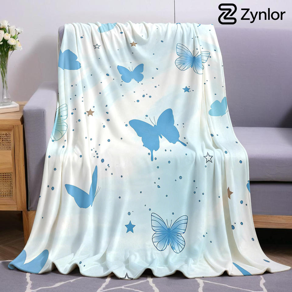 Blue Starry Butterfly Ultra Soft Sherpa Fleece Blanket Fluffy Warm Halloween Cozy Throw for Sofa Couch Bedroom Gift All season