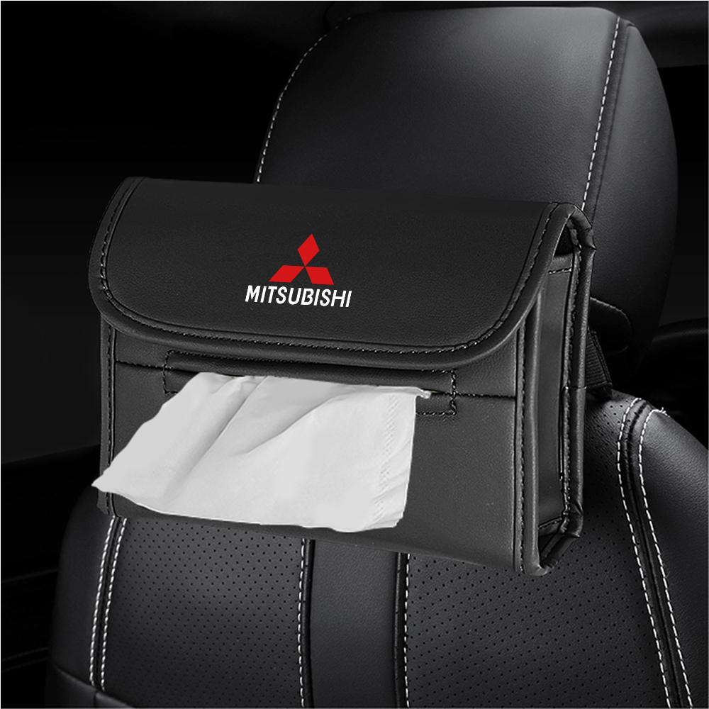 Car Tissue Box Car Seat Back Tissue Hanging Storage Bag For Mitsubishi ASX EVO Lancer EX Montero Mirage Outlander Grandis Pajero