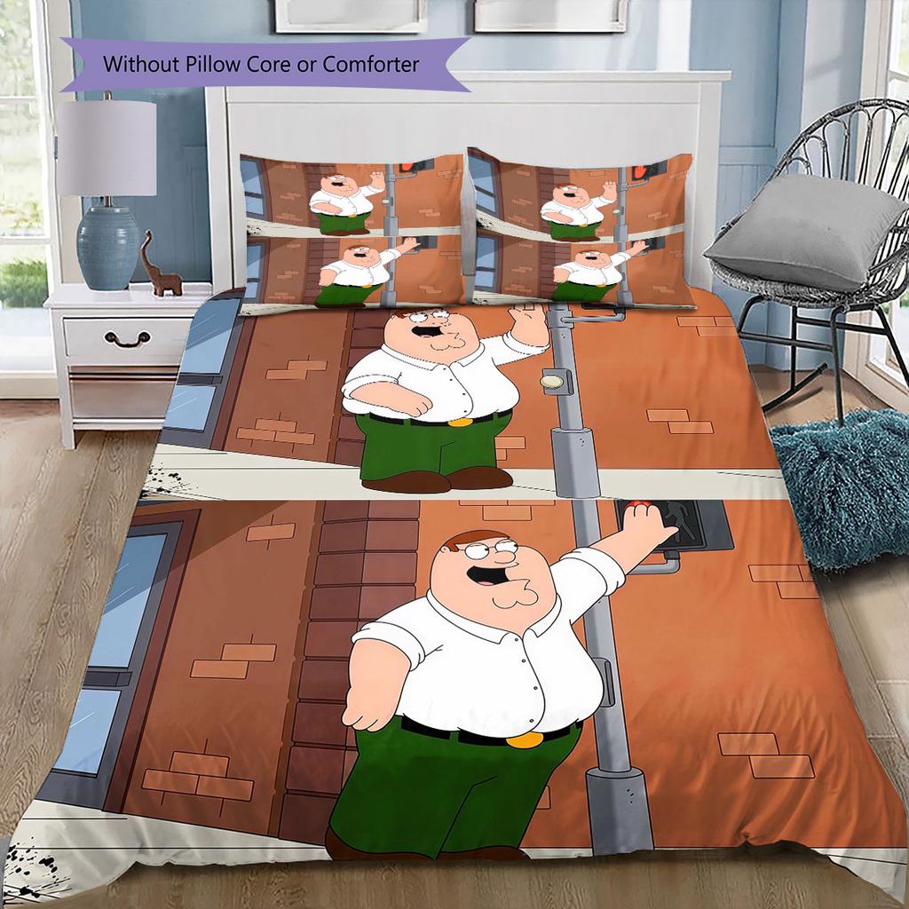 Peter Griffin Pattern Bedding Home Decoration Birthday Gift ( 1 duvet cover + 2 pillowcase, without core),fan merchandise.