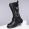 Fashion Men's High Motorcycle Boots Gothic Punk Genuine Leather Boots Comfy Flat Designer Casual Leather Outdoor Tooling Boot