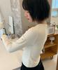 RONRON Ruched Slim Fit T Shirt Ivory Dot