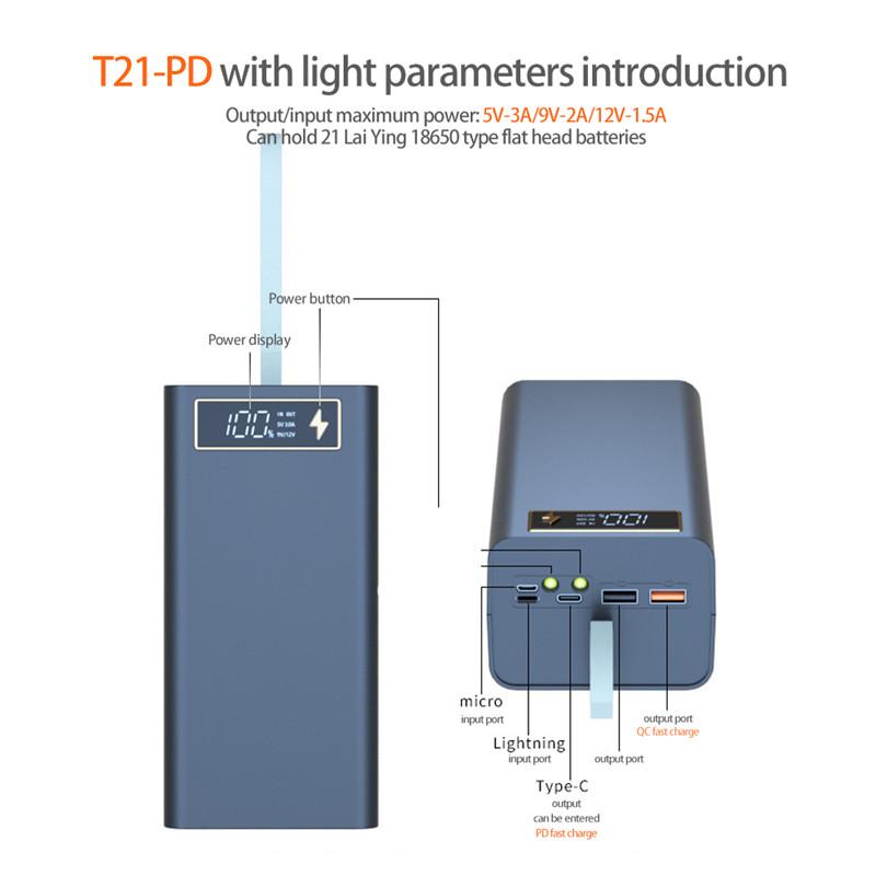 T21 21x18650 фонарик, зарядное устройство, держатель для аккумулятора, чехол «сделай сам», двойной USB 18650, чехол для аккумулятора, организация хранения