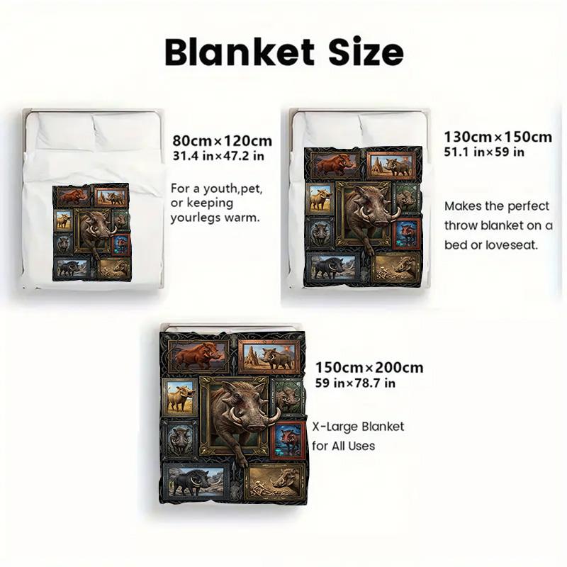 Warthog Variations Art 2D Flat Pattern Flannel Blanket, High quality All Seasons, Home Decor, Warmth and Comfort, Perfect for Christmas Gifts.