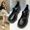 Mary Jane Women's Shoes 2025 New Fashion Versatile with Skirt Small Leather Shoes Women's French One-word Buckle Belt Thick Heel Single Shoes