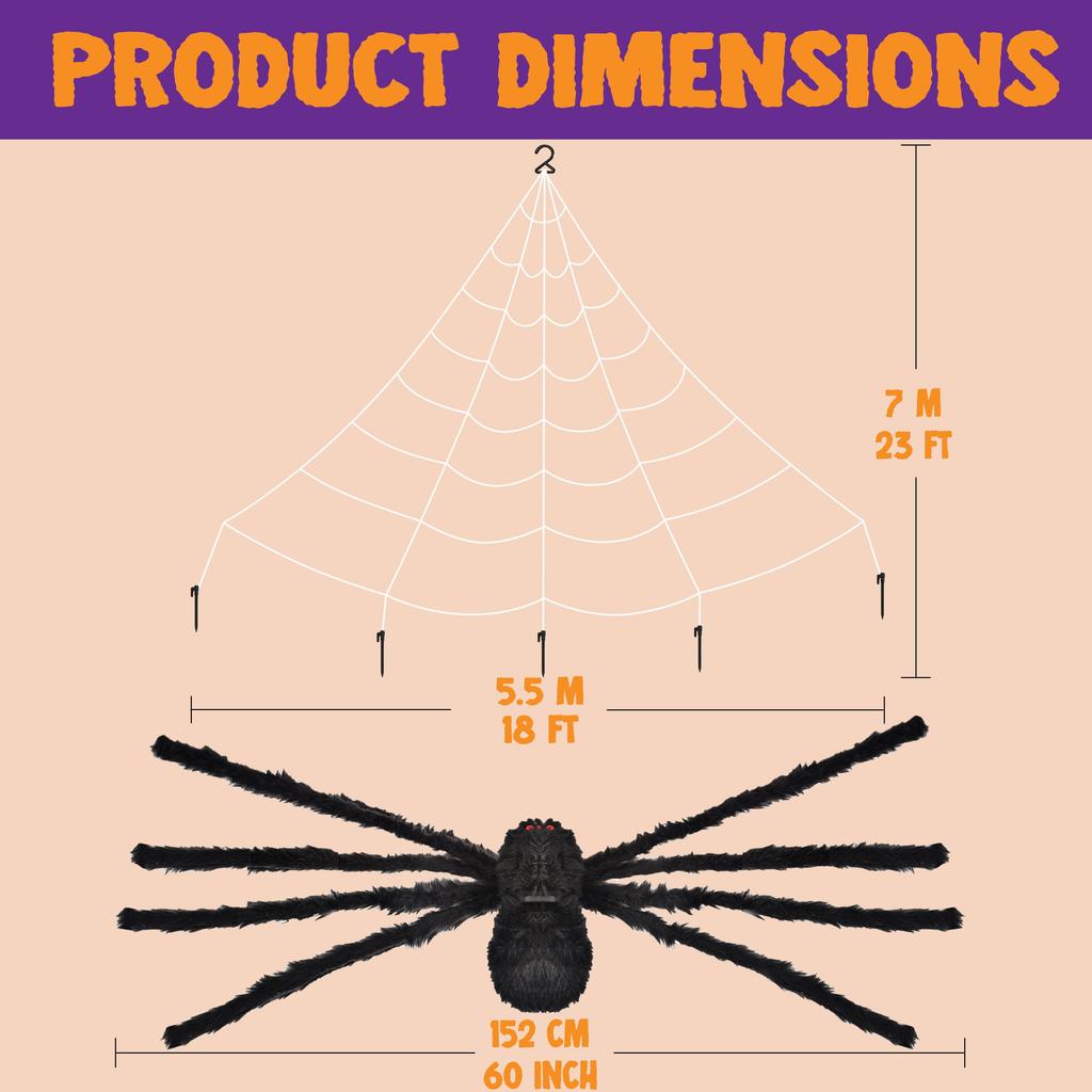 Joyfy Halloween Decorations 59'' Giant Spider with 400 sqft Spider Web  Fake Spiders for Indoor Outdoor Halloween Decorations