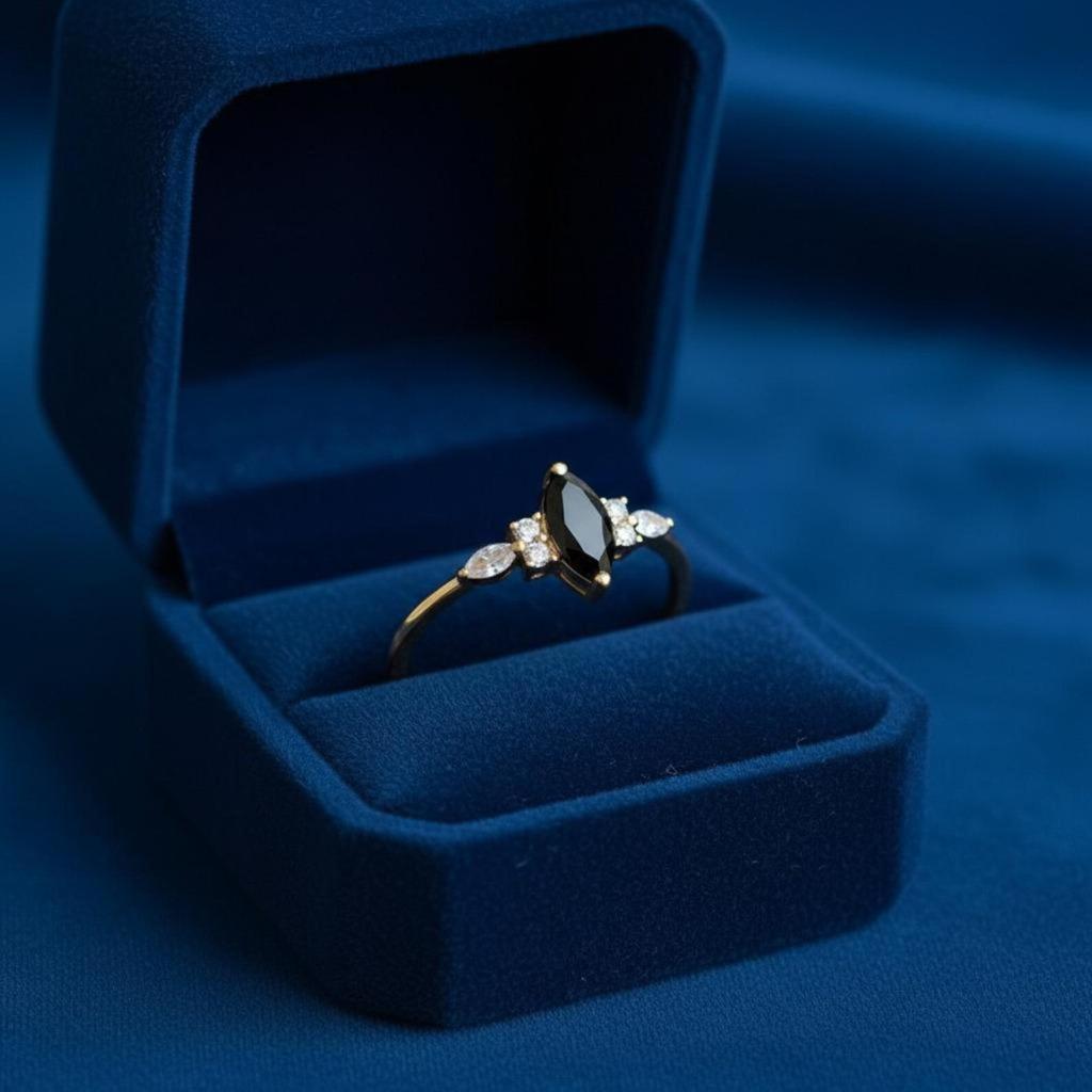 Black Onyx Rings, Anniversary Ring-Onyx Silver Ring-Engaged Ring-Gift For Women-Marquise Cut Onyx Ring Proposal Ring