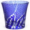 Mizukage Kiriko Glass Ranbori Komon Bishou Current Model J-kitchens Cup, 94xH85mm, 240cc, (Small Pattern), Blue, (Artisan)