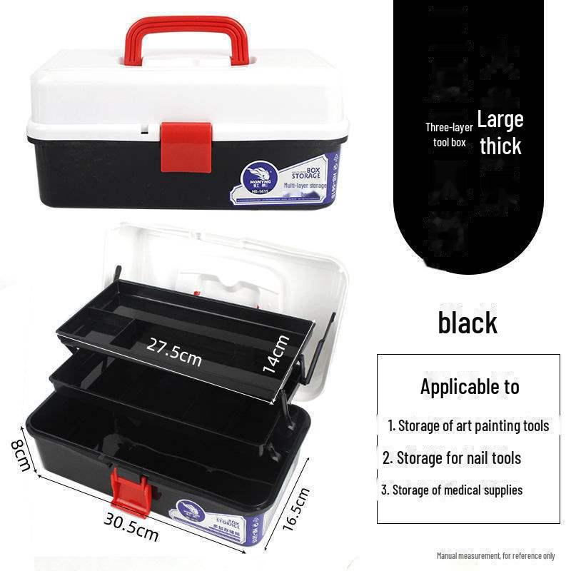 Большая вместимость, 3-слойная прозрачная коробка для хранения художественных инструментов и карандашей