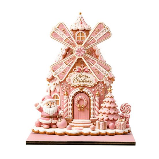 Деревянные праздничные настольные украшения Рождественский ornament-ветряная мельница, 2D вращающееся украшение, Праздничный ornament-Санта для офисного центрального стола, каминной полки